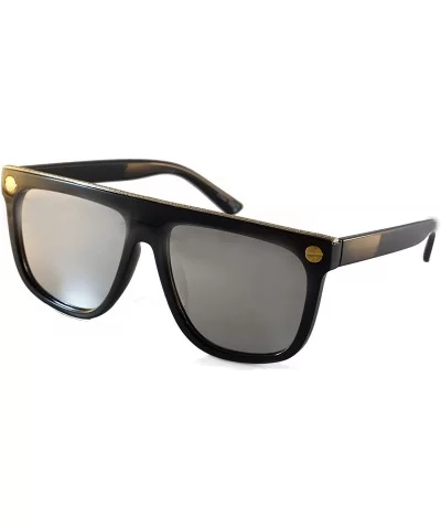 Engraved Metal Deco Flat Top Mod Sunglasses A295 - Black Mirror - CU18Z4XHXLY $8.03 Square