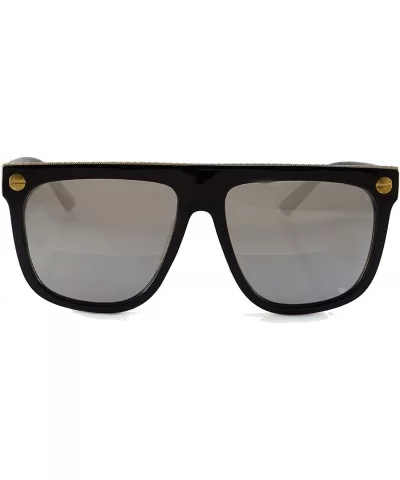 Engraved Metal Deco Flat Top Mod Sunglasses A295 - Black Mirror - CU18Z4XHXLY $8.03 Square