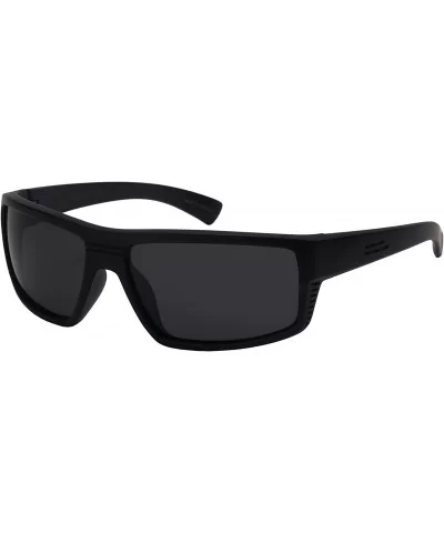 Wrap Shaped Sport Sunglasses for Men Women Polarized Lens 570081P-P - Matte Black Frame/Grey Lens - CS18GLXNOA5 $11.93 Sport