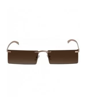 Rectangle Rimless Metal Frame Retro Sunglasses Fashion Men Women Glasses - Brown - CQ197EDQXI3 $8.68 Rimless