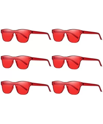 One Piece Rimless Tinted Sunglasses Transparent Candy Color Glasses - Red-6 Pack - CV18HHK88G3 $8.39 Rimless