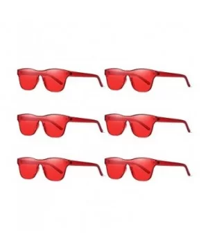 One Piece Rimless Tinted Sunglasses Transparent Candy Color Glasses - Red-6 Pack - CV18HHK88G3 $8.39 Rimless