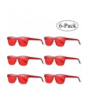 One Piece Rimless Tinted Sunglasses Transparent Candy Color Glasses - Red-6 Pack - CV18HHK88G3 $8.39 Rimless