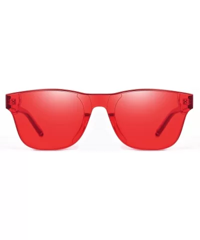 One Piece Rimless Tinted Sunglasses Transparent Candy Color Glasses - Red-6 Pack - CV18HHK88G3 $8.39 Rimless