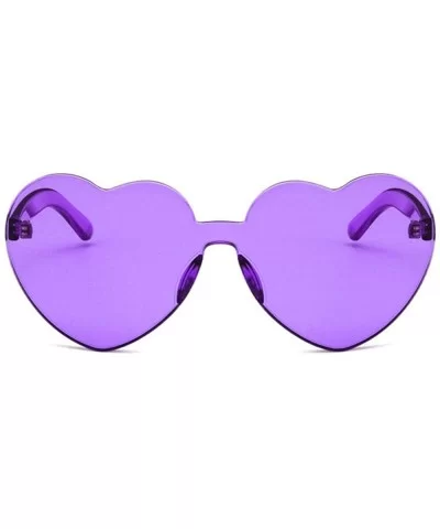 Women Beach Eyewear Cute Heartshape Frameless Sunglasses with Case UV400 - Tansparent Purple - CR18WQIDZTA $22.39 Rimless