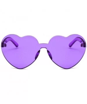 Women Beach Eyewear Cute Heartshape Frameless Sunglasses with Case UV400 - Tansparent Purple - CR18WQIDZTA $22.39 Rimless