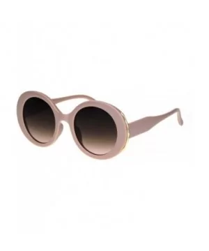 Womens Vintage Fashion Sunglasses Oversized Round Designer Style Shades - Beige Pink - CP18KDGGSL9 $6.97 Oversized