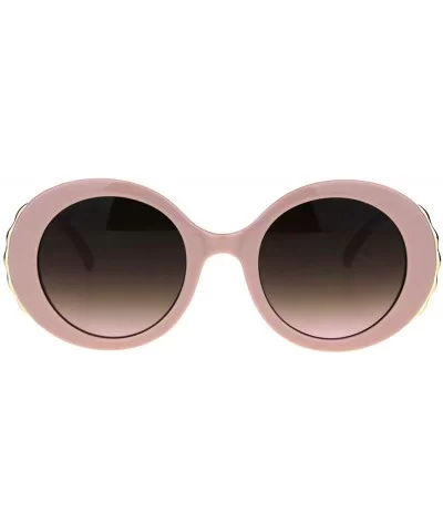 Womens Vintage Fashion Sunglasses Oversized Round Designer Style Shades - Beige Pink - CP18KDGGSL9 $6.97 Oversized