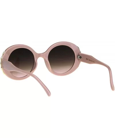 Womens Vintage Fashion Sunglasses Oversized Round Designer Style Shades - Beige Pink - CP18KDGGSL9 $6.97 Oversized