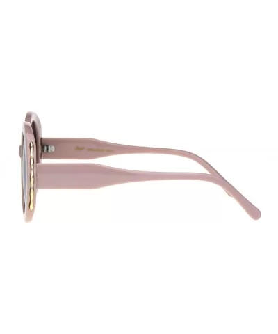 Womens Vintage Fashion Sunglasses Oversized Round Designer Style Shades - Beige Pink - CP18KDGGSL9 $6.97 Oversized