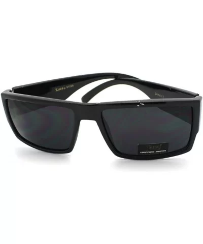 Shiny Black Locs Old School Gangster Rapper Style Sunglasses Square Frame - CE11CRQ2MWB $7.88 Square