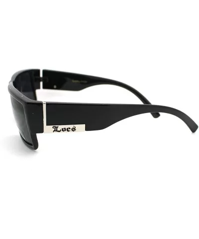 Shiny Black Locs Old School Gangster Rapper Style Sunglasses Square Frame - CE11CRQ2MWB $7.88 Square