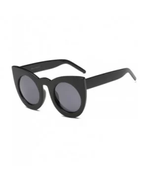 Women Round Cat Eye Oversized Fashion Sunglasses - Black - CH18WU7Z0HO $12.97 Cat Eye