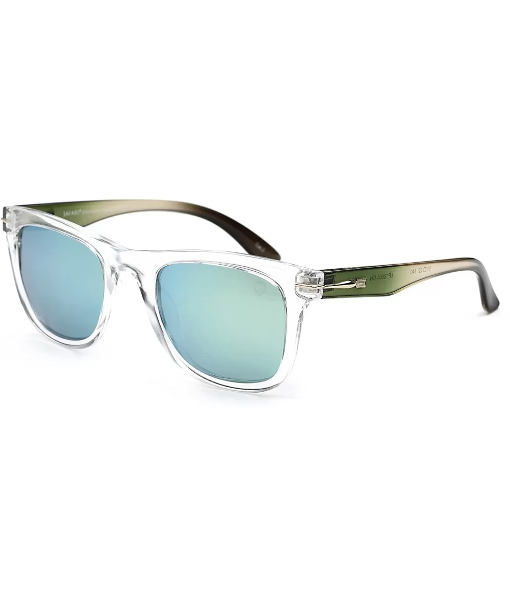 Polarized Sunglasses for Women Men - LP10604 - Crystal Green / Green Mirror Lens - CY18IL4CT7X $14.34 Wayfarer