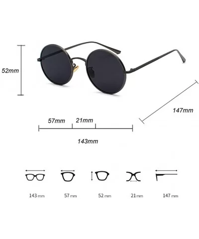 Women Sunglasses Round Metal Frame Vintage Retro Glasses Sun for Men Unisex Gift - Gold With Black - CQ18GR09Y74 $13.01 Round