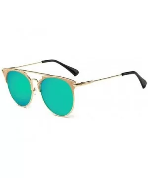 Women Round Retro Vintage Anti-Reflective UV400 Half Frame Glasses Sunglasses - Green - CC182EQ37OS $5.04 Goggle