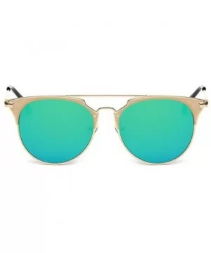 Women Round Retro Vintage Anti-Reflective UV400 Half Frame Glasses Sunglasses - Green - CC182EQ37OS $5.04 Goggle