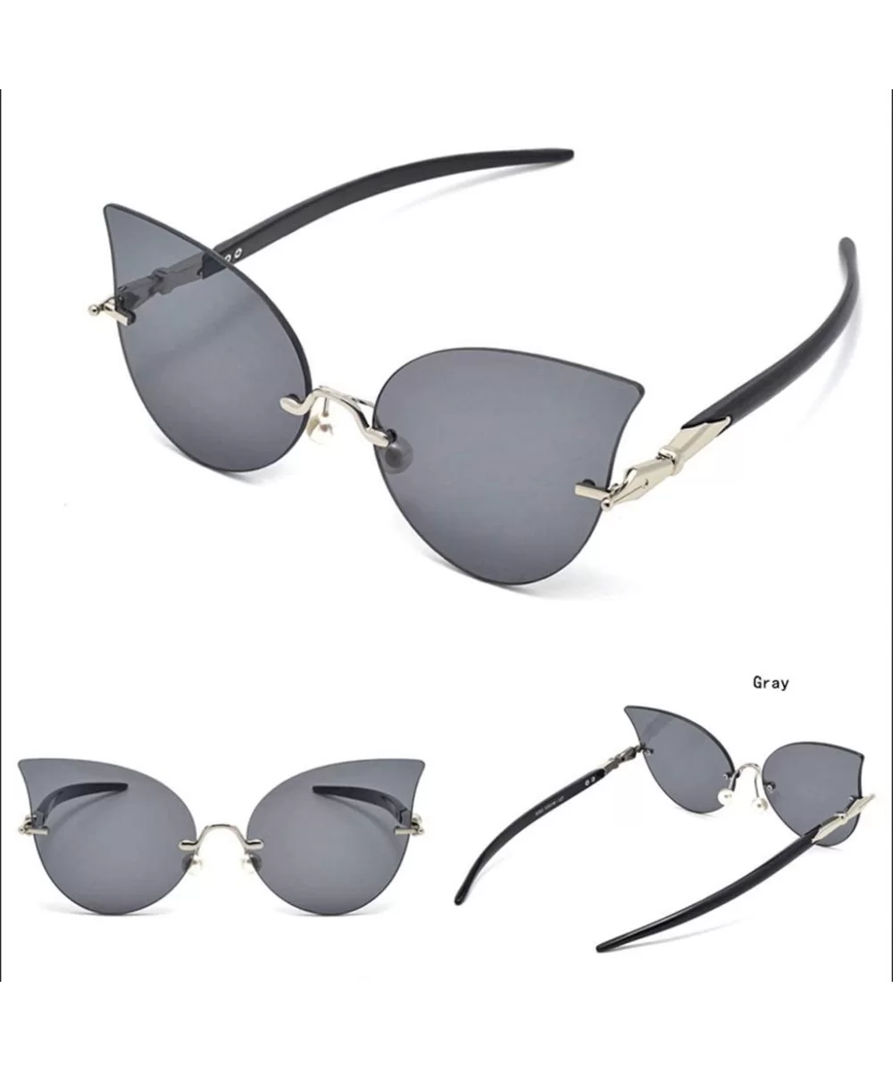 Sunglasses for Women UV400 Protection Fishing and Driving Travelling Trendy Rimless Cat Eye - Gray - CZ18WQ5NE08 $17.58 Cat Eye