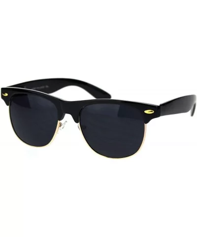 Classic Half Rim Hipster Horned Retro DJ Sunglasses - CV18RS32L50 $8.55 Rectangular