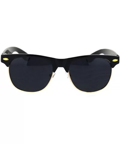 Classic Half Rim Hipster Horned Retro DJ Sunglasses - CV18RS32L50 $8.55 Rectangular