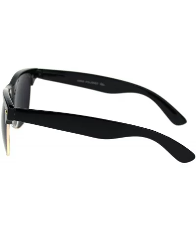 Classic Half Rim Hipster Horned Retro DJ Sunglasses - CV18RS32L50 $8.55 Rectangular