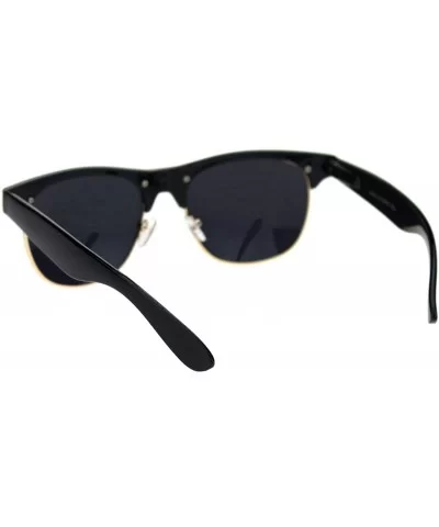 Classic Half Rim Hipster Horned Retro DJ Sunglasses - CV18RS32L50 $8.55 Rectangular