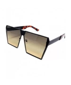 XXL Large Flat Top Oversized Square Shield Sunglasses - Black & Tortoise - CG18M558L5O $14.98 Shield