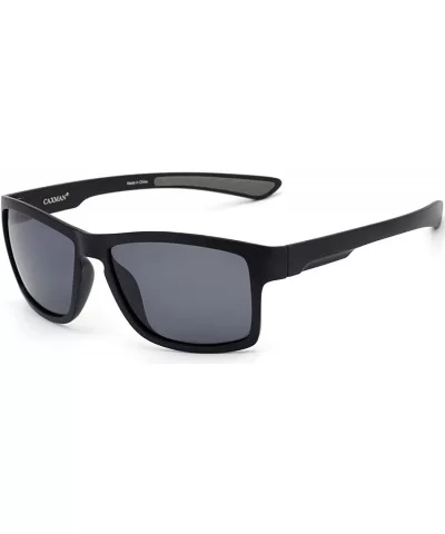 Polarized Sunglasses for Men Women Rectangular Square Frame Sports Sunglasses - Black Frame With Grey Lens - C018R6YZSAR $17....