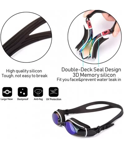 Swim Goggles Anti-Fog UV Protection Adjustable Strap Swim Glasses Adult - Blue - C218SSI3MRR $9.44 Goggle