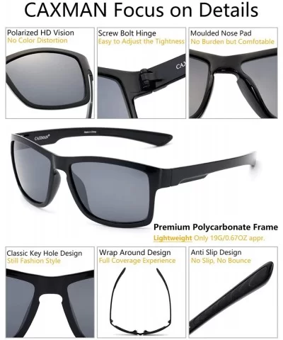 Polarized Sunglasses for Men Women Rectangular Square Frame Sports Sunglasses - Black Frame With Grey Lens - C018R6YZSAR $17....