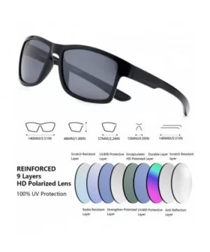 Polarized Sunglasses for Men Women Rectangular Square Frame Sports Sunglasses - Black Frame With Grey Lens - C018R6YZSAR $17....