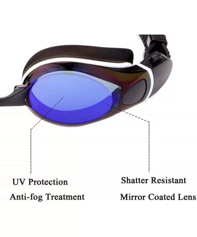 Swim Goggles Anti-Fog UV Protection Adjustable Strap Swim Glasses Adult - Blue - C218SSI3MRR $9.44 Goggle