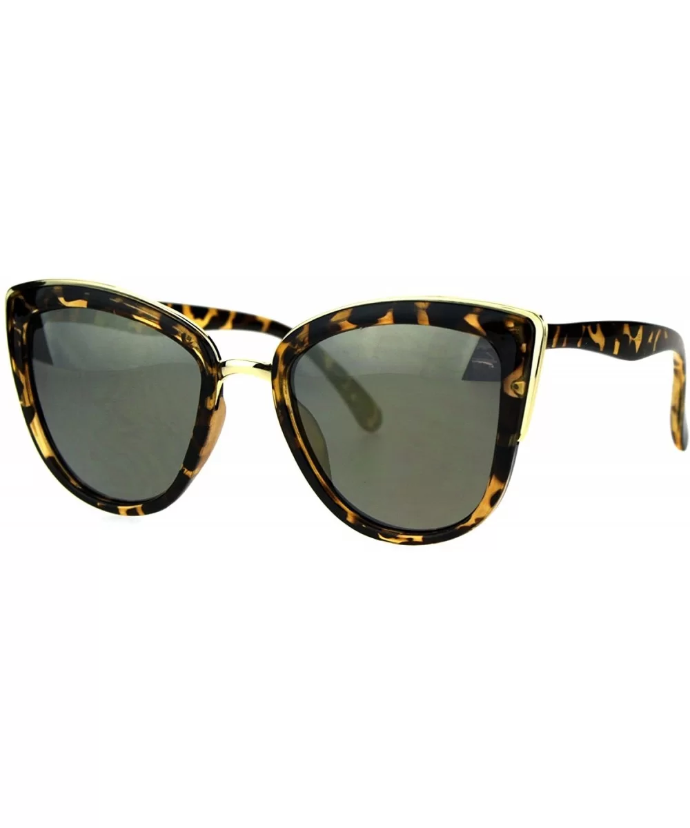 Womens Cateye Butterfly Sunglasses Metal Top Double Frame UV 400 - Tortoise (Gold Mirror) - C81878MTDNN $8.73 Butterfly