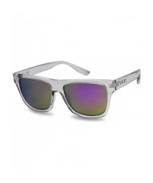 Black Fame Classic Squared Horn Rim Sunglasses Sporty Active Mirror Eye Shades - Acrylic Grey Frame - Purple - CN18U692W33 $9...