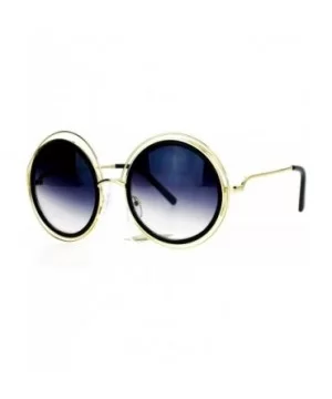 Retro Circle Round Oversize Double Frame Fashion Sunglasses - Black Gold - C51203SDKWF $10.02 Oversized