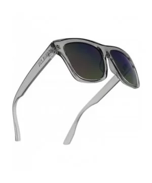 Black Fame Classic Squared Horn Rim Sunglasses Sporty Active Mirror Eye Shades - Acrylic Grey Frame - Purple - CN18U692W33 $9...