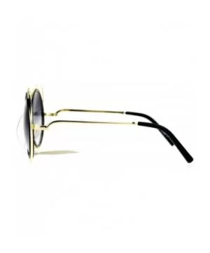 Retro Circle Round Oversize Double Frame Fashion Sunglasses - Black Gold - C51203SDKWF $10.02 Oversized