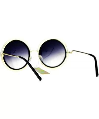 Retro Circle Round Oversize Double Frame Fashion Sunglasses - Black Gold - C51203SDKWF $10.02 Oversized