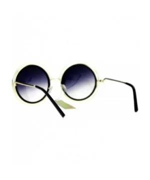 Retro Circle Round Oversize Double Frame Fashion Sunglasses - Black Gold - C51203SDKWF $10.02 Oversized