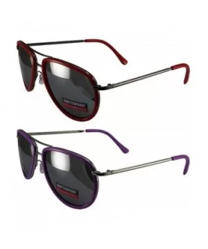 2 Pairs Swag Aviator B Fashion Sunglasses Red Purple Frame Flash Mirror Lens - CL18Z6R8ETO $21.76 Aviator