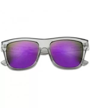 Black Fame Classic Squared Horn Rim Sunglasses Sporty Active Mirror Eye Shades - Acrylic Grey Frame - Purple - CN18U692W33 $9...