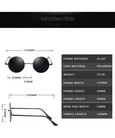 Retro Punk Style Round Polarized Sunglasses Men Women Metal Frame Sun Glasses UV400 - C3 - CI19854MDQK $11.67 Goggle