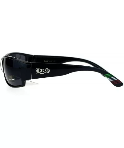 Locs Sunglasses Mens Wrap Frame USA Mexico Rasta Colors Black UV 400 - Black (Mexico) - CF184DEYYYR $7.26 Wrap