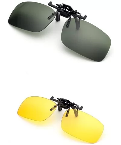 clip sunglasses over eyeglasses driver - Dark Green+yellow - C218X4U72WW $8.28 Square