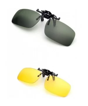 clip sunglasses over eyeglasses driver - Dark Green+yellow - C218X4U72WW $8.28 Square