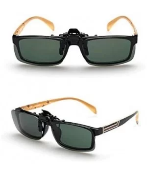 clip sunglasses over eyeglasses driver - Dark Green+yellow - C218X4U72WW $8.28 Square