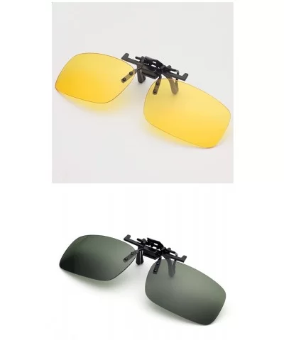 clip sunglasses over eyeglasses driver - Dark Green+yellow - C218X4U72WW $8.28 Square