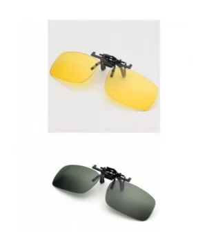 clip sunglasses over eyeglasses driver - Dark Green+yellow - C218X4U72WW $8.28 Square