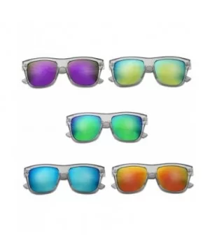 Black Fame Classic Squared Horn Rim Sunglasses Sporty Active Mirror Eye Shades - Acrylic Grey Frame - Purple - CN18U692W33 $9...