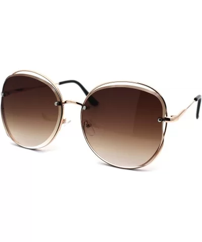 Womens Exposed Lens Butterfly Diva Fashion Sunglasses - Gold Brown - CT1972L985N $8.55 Butterfly